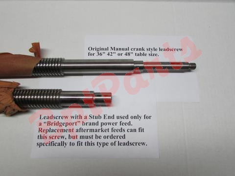 1206-1305 Leadscrew 42" (X-Axis) No Chrome, With Bridgeport Brand Power Feed